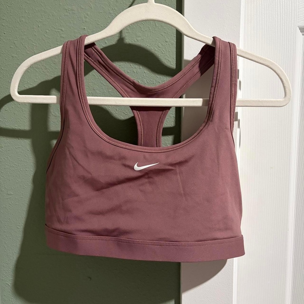 Nike Swoosh Dri-FIT Non-Padding Racerback Sports Bra Mauve Pink Large
